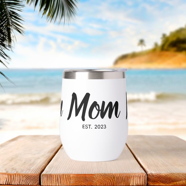  Mom Established Black Script Custom Date (Beach)