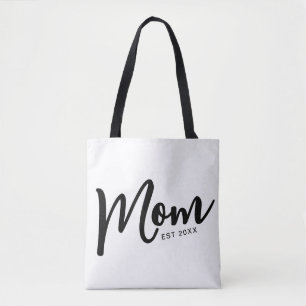 Mom Established Black Script Tote Bag