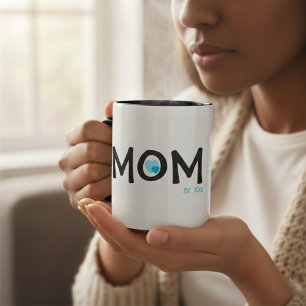 Mom Established Blue Nested Heart Gift Mug