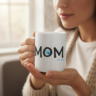Mom Established Blue Nested Heart Mug
