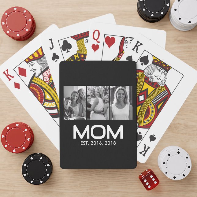 Mom Established Bold Black 3 Photo  Playing Cards (Creator Uploaded)