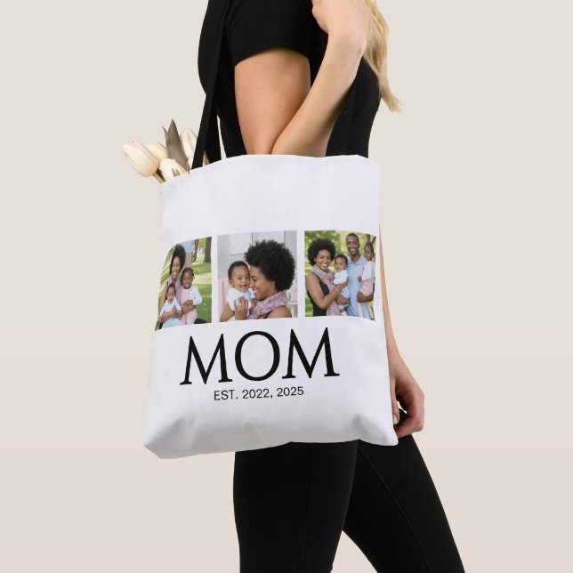 Mom Established Caps White 3 Photo Tote Bag (Close Up)