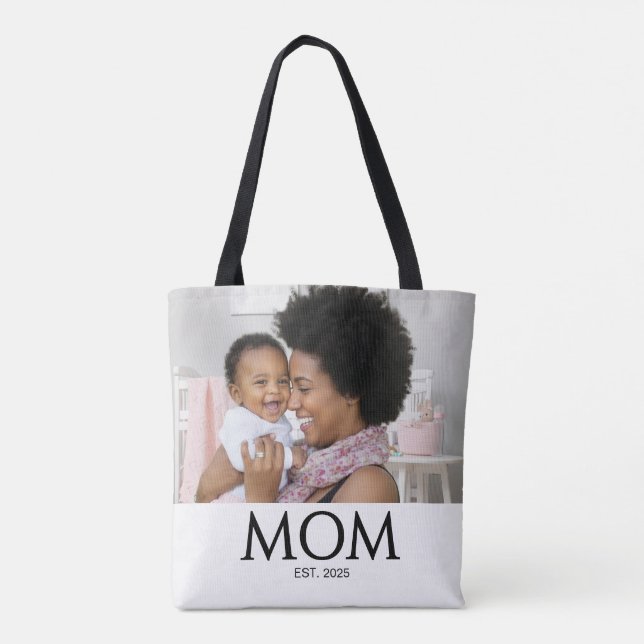 Mom Established Classic Caps White Photo Tote Bag (Back)