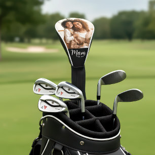 Mom Established Date Modern Script Photo Stylish Golf Head Cover