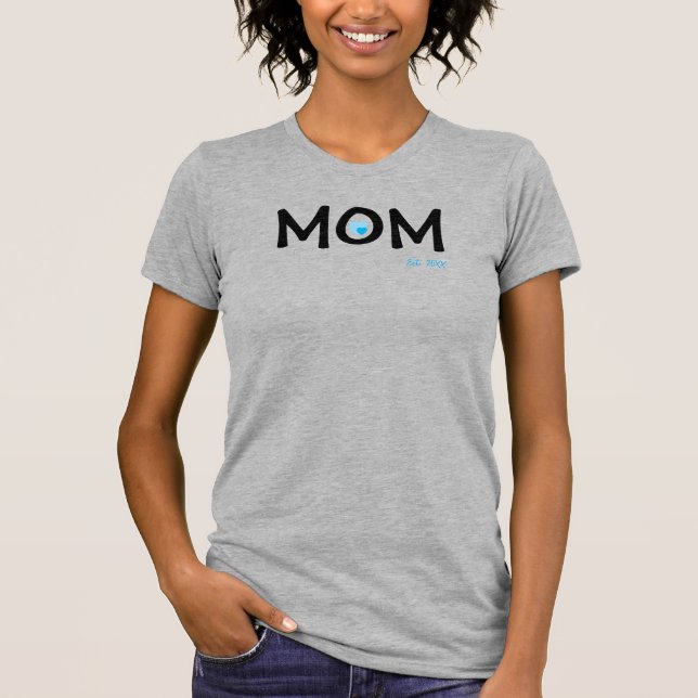 Mom Established Double Nested Blue Heart T-Shirt (Front)