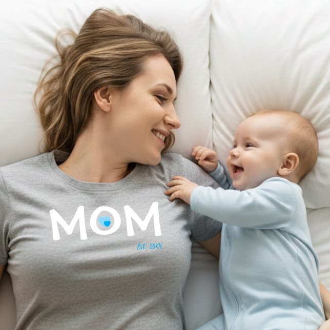Mom Established Double Nested Blue Heart T-Shirt (Creator Uploaded)