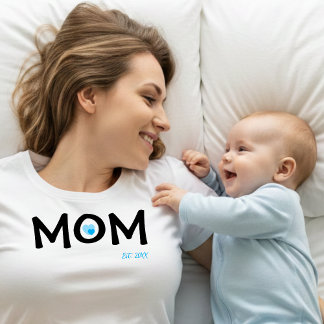 Mom Established Double Nested Blue Heart T-Shirt