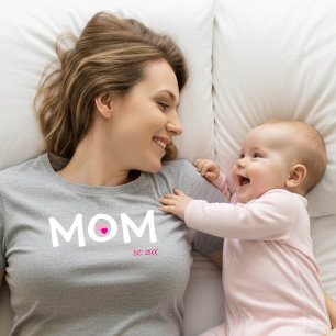 Mom Established Double Nested Pink Heart T-Shirt