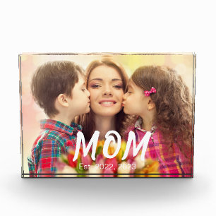 Mom Established Elegant Bold Font Black Photo Block