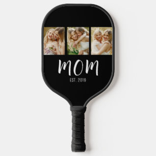 Mom Established Elegant Script Black 3 Photo  Pickleball Paddle