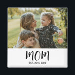 Mom Established Est. Photo Mother's Day Magnet<br><div class="desc">Celebrate your Mothers Day with this bold modern Script "Mom Established Est. Photo Mother's Day Magnet". This Custom Mom Established Year magnet is the perfect Mom Gift for so many gift occasions, such as Mother’s Day, Baby Shower, Mom's Birthday, personalized mom baby photo gift, and motherhood keepsake. Replace the photo...</div>