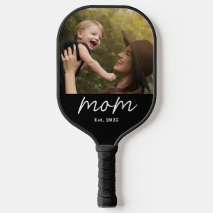 Mom Established Fun Script Photo Pickleball Paddle