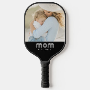 Mom Established Fun Script Photo Pickleball Paddle