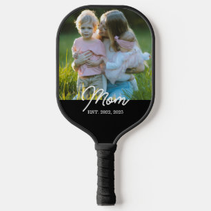 Mom Established Fun Script Photo Pickleball Paddle