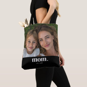 Mom Established Modern Black Photo Tote Bag