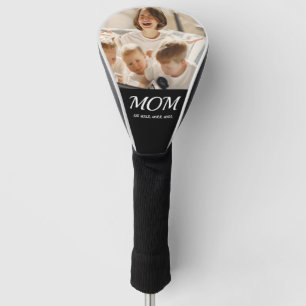 Mom Established Modern Bold Script Black 3 Photo Golf Head Cover
