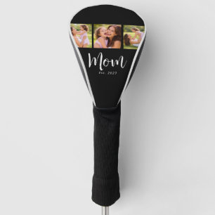 Mom Established Modern Bold Script Black 3 Photo Golf Head Cover