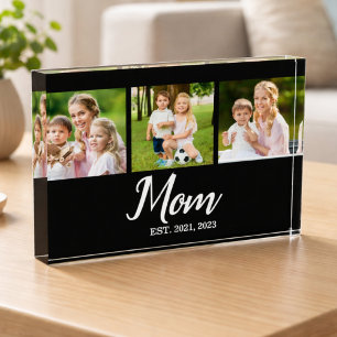 Mom Established Modern Script 3 Photo Block