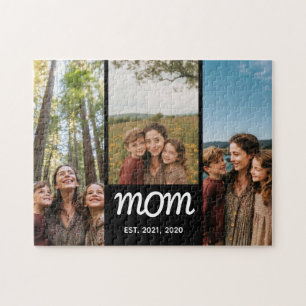 Mom Established Modern Script 3 Photo Jigsaw Puzzle