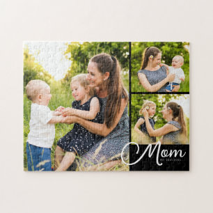Mom Established Modern Script 3 Photo  Jigsaw Puzzle