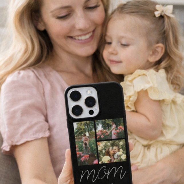 Mom Established Modern Script Black 3 Photo Case (Creator Uploaded)