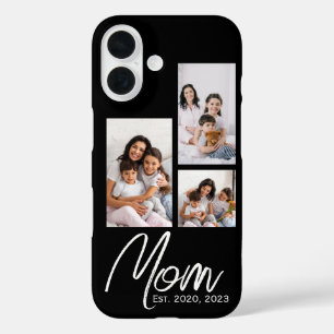 Mom Established Modern Script Black 3 Photo Case
