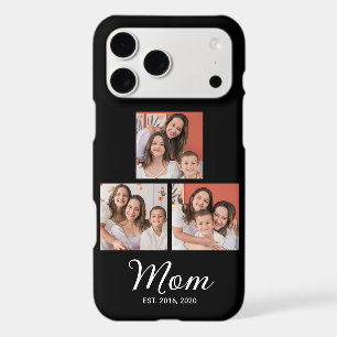 Mom Established Modern Script Black 3 Photo Case-M