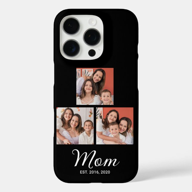 Mom Established Modern Script Black 3 Photo Case-M Case-Mate iPhone Case (Back)