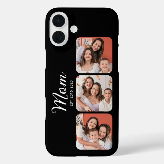 Mom Established Modern Script Black 3 Photo Case-Mate iPhone Case (Back)