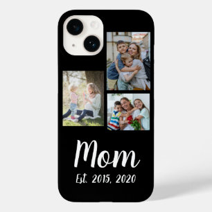Mom Established Modern Script Black 3 Photo Case-Mate iPhone 14 Case