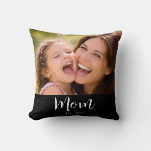 Mom Established Modern Script Photo Cushion