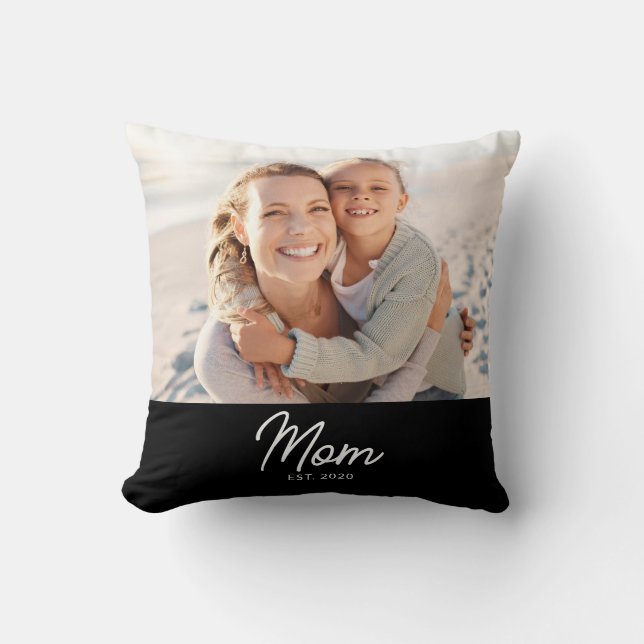 Mom Established Modern Script Photo Cushion (Front)