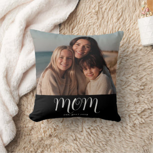 Mom Established Modern Script Photo Cushion