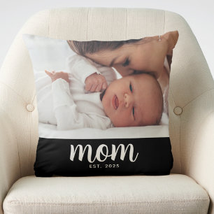 Mom Established Modern Script Photo Cushion