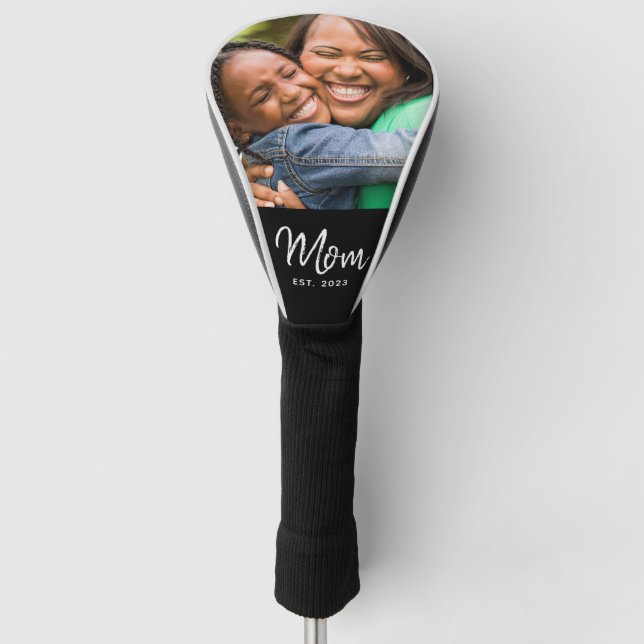 Mom Established Modern Script Photo Golf Head Cove Golf Head Cover (Front)