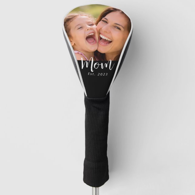Mom Established Modern Script Photo Golf Head Cover (Front)