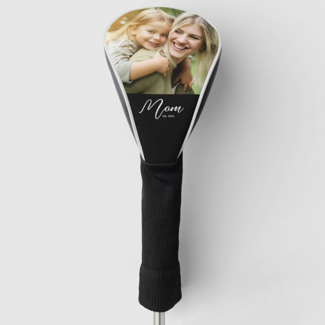 Mom Established Modern Script Photo Golf Head Cover (Front)