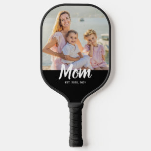 Mom Established Modern Script Photo Pickleball Paddle