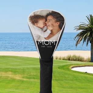 Mom Established Modern Typography Photo Golf Head Cover