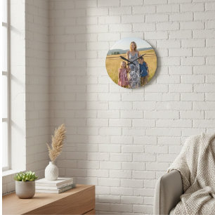 Mom Established Modern White Script Photo Large Clock