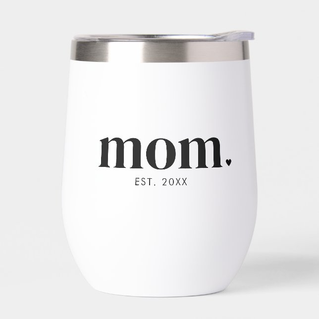 Mom Established New Mom Gift Thermal Wine Tumbler (Left)