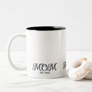 Mom Established New Mom Gift Two-Tone Coffee Mug