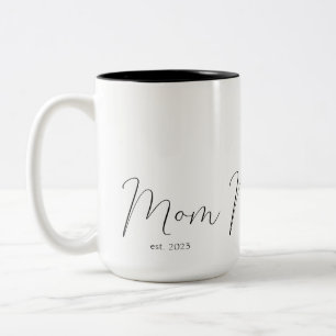 Mom Established New Mom Gift Two-Tone Coffee Mug