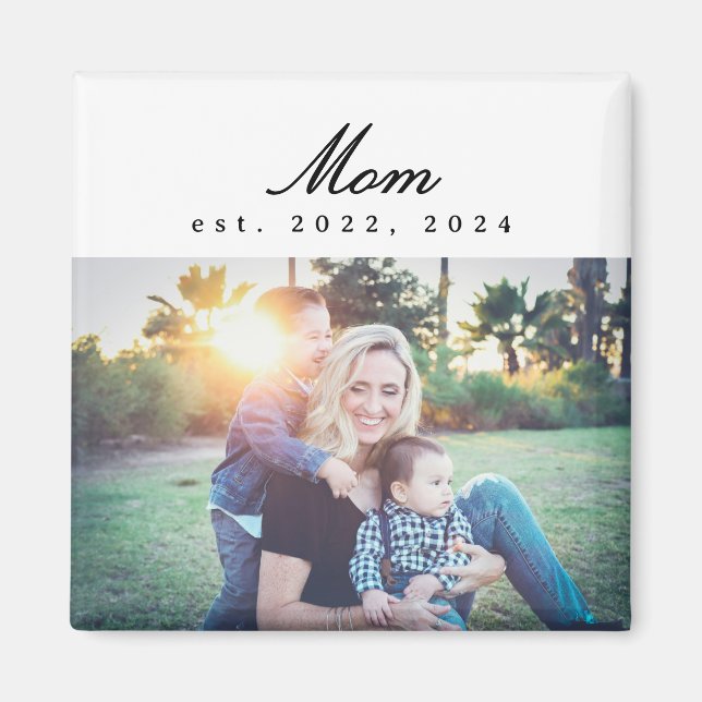 Mom Established Photo Gift Magnet (Front)