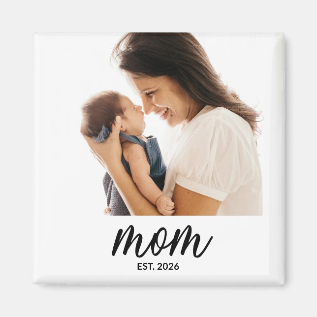 Mom Established Photo Gift Magnet (Front)