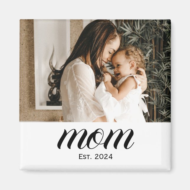 Mom Established Photo Gift Magnet (Front)