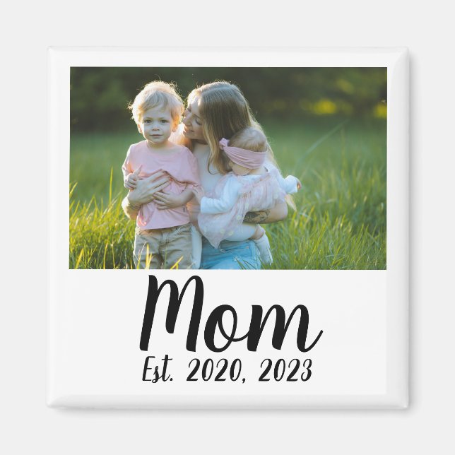 Mom Established Photo Gift Magnet (Front)