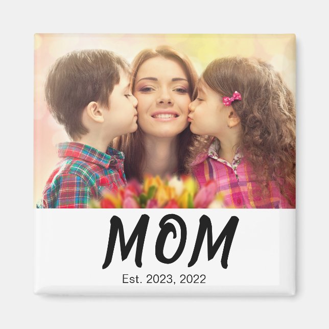 Mom Established Photo Gift Magnet (Front)