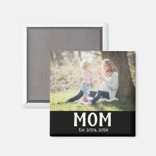 Mom Established Photo Gift Magnet (Front/Back)
