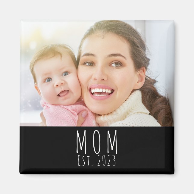 Mom Established Photo Gift Magnet (Front)